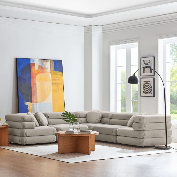 Jubilee 5-Piece Modular Performance Velvet Sectional Sofa by Modway For Sale