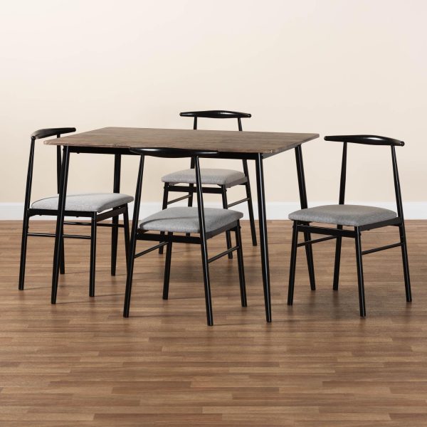 Baxton Studio Arnold Modern Industrial Grey Fabric and Metal Dining Set Online now - Image 2