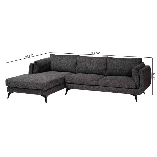 Baxton Studio Cantu Modern Gravel Twill Fabric Left Facing Sectional Sofa For Cheap - Image 2