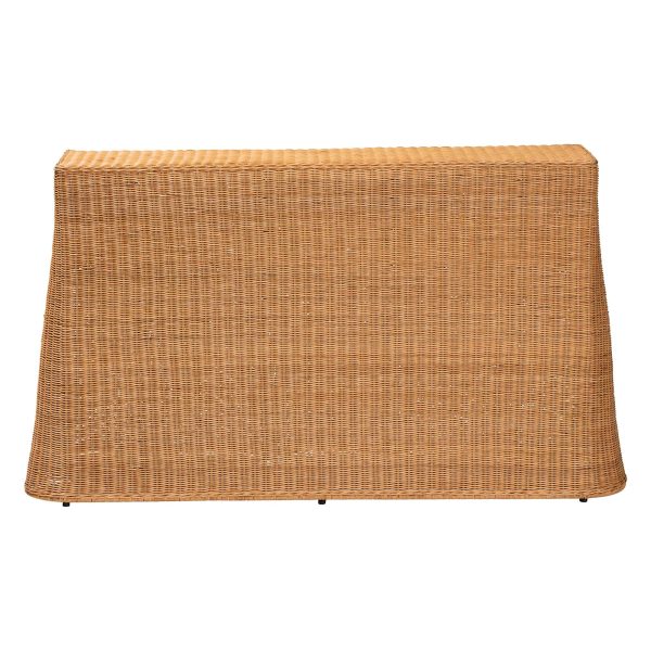 Baxton Studio bali & pari Palm Bohemian Honey Scallop Rattan Console Table Supply - Image 5