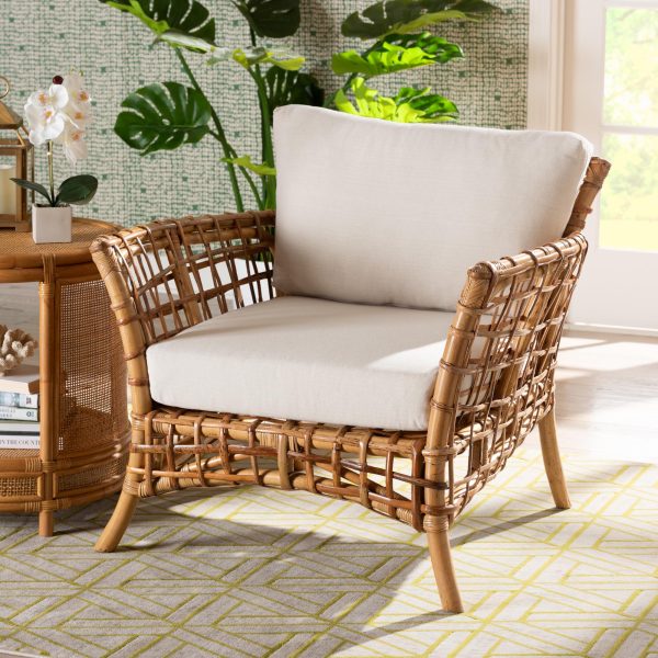 Baxton Studio bali & pari Babette Modern Bohemian Natural Brown Rattan Arm Chair Supply