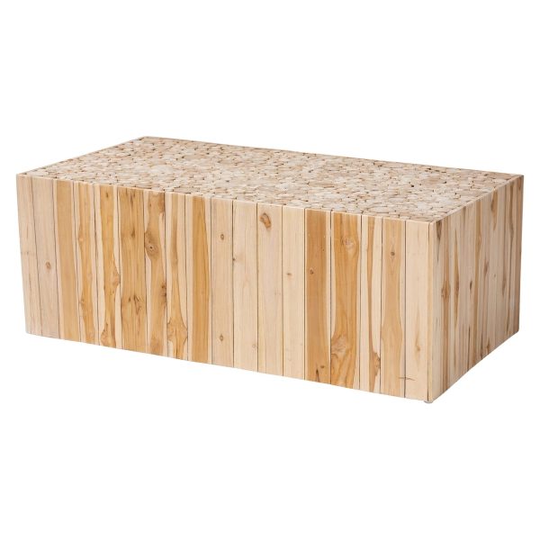 Baxton Studio bali & pari Grayson Bohemian Natural Teak Wood Coffee Table with Unique Repurposed Wood Logs Hot on Sale - Image 4