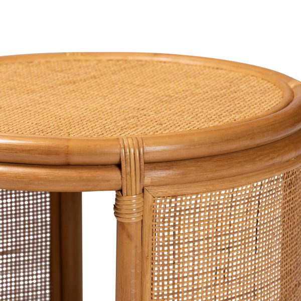 Baxton Studio bali & pari Louis Modern Bohemian Natural Brown Rattan End Table Fashion - Image 5