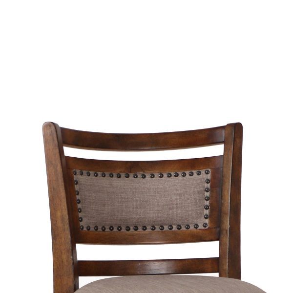 Curved Swivel Barstool with Fabric Padded Seating, Brown and Beige By Benzara Online Hot Sale - Image 3