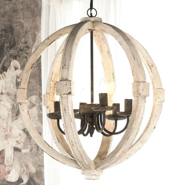 Elegantly Framed Calder Wooden Chandelier By Benzara For Sale