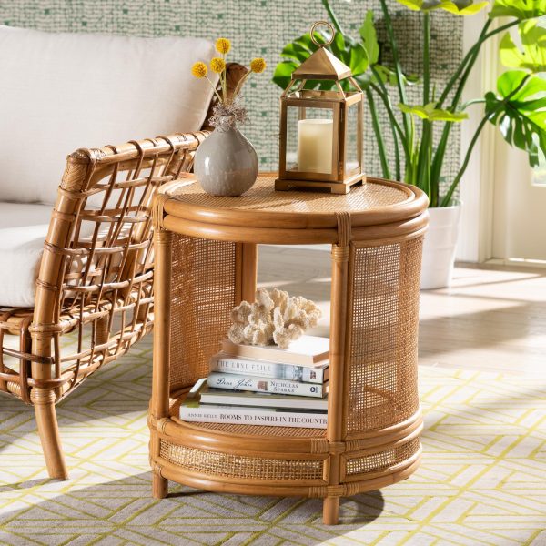Baxton Studio bali & pari Louis Modern Bohemian Natural Brown Rattan End Table Fashion