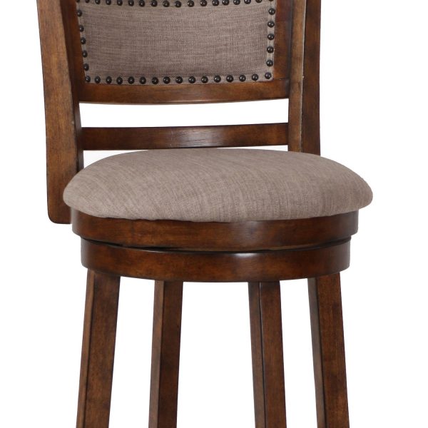 Curved Swivel Barstool with Fabric Padded Seating, Brown and Beige By Benzara Online Hot Sale - Image 4