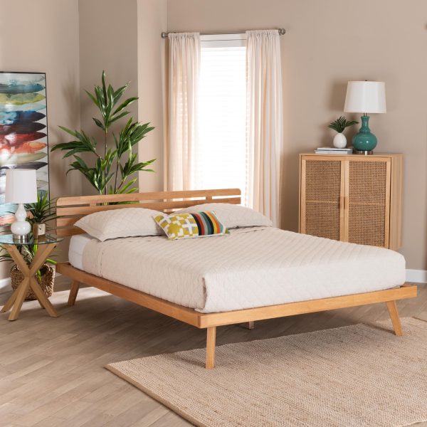 Baxton Studio Joaquin Modern Japandi Rustic Brown Finished Wood Full Size Platform Bed Cheap