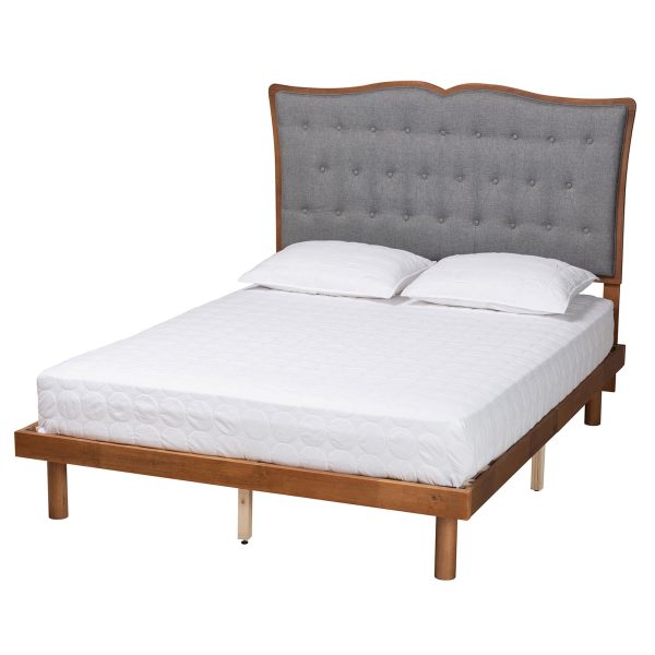 Baxton Studio Elitia Classic and Traditional Grey Fabric and Walnut Brown Finished Wood King Size Platform Bed Online now - Image 2