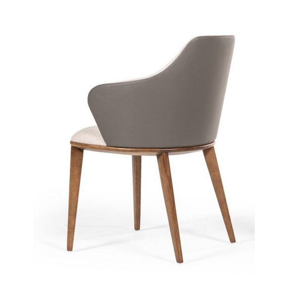 Fabric and Leatherette Dining Chair with Wooden Legs, Beige and Gray By Benzara Online now - Image 2