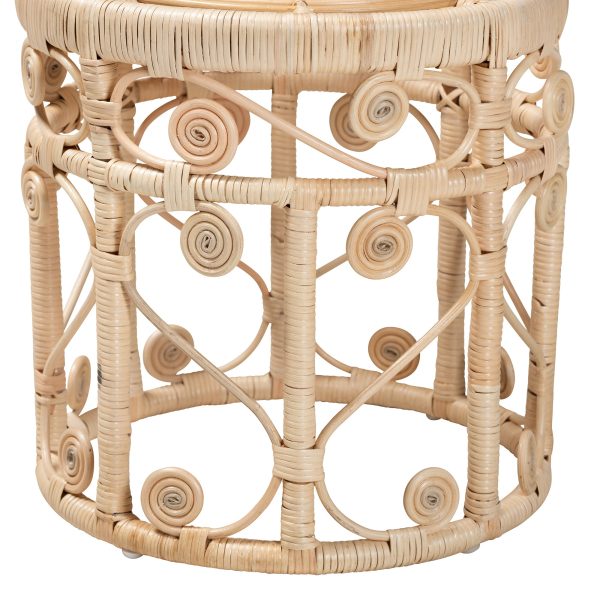 Baxton Studio bali & pari Bowie Modern Bohemian Natural Brown Rattan 2-Piece Nesting End Table Set For Sale - Image 5