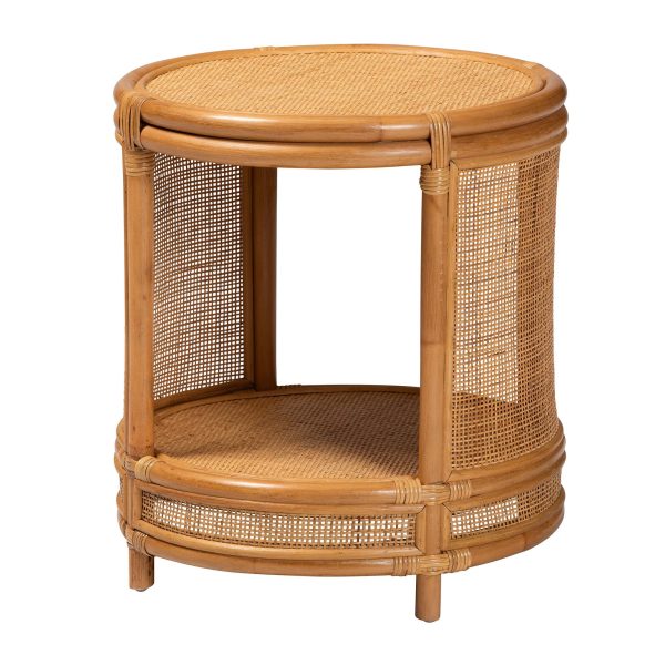 Baxton Studio bali & pari Louis Modern Bohemian Natural Brown Rattan End Table Fashion - Image 2