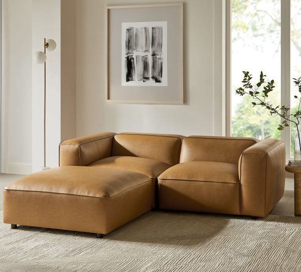 Auren 3-Piece Upholstered Vegan Leather Modular Loveseat with Ottoman by Modway Online Hot Sale