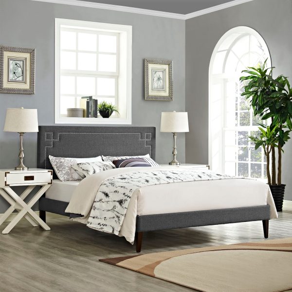 Modway Josie Fabric Queen Platform Bed with Squared Tapered Legs Online Hot Sale - Image 5