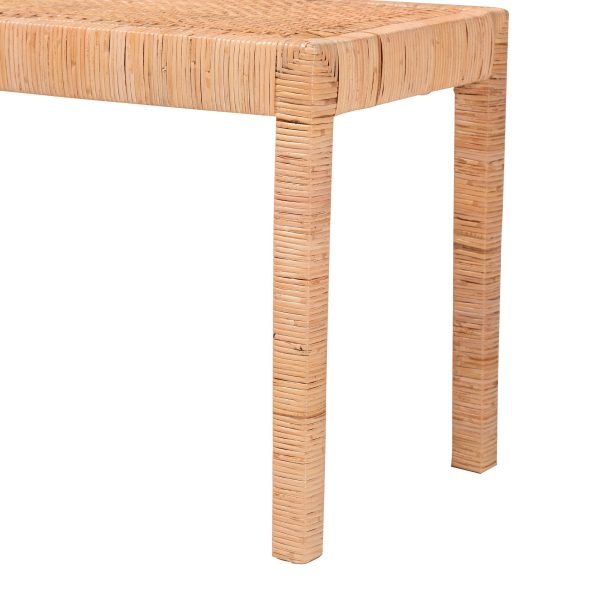 Baxton Studio bali & pari Abelia Modern Bohemian Natural Rattan and Mahogany Wood Long Accent Bench Cheap - Image 5