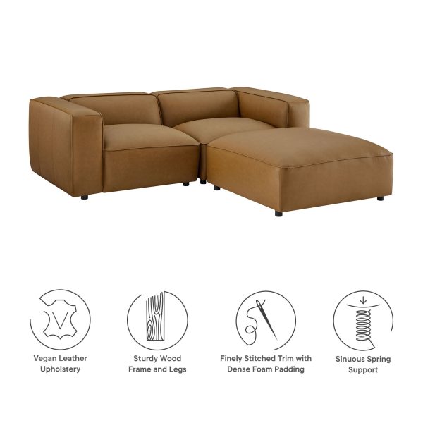 Auren 3-Piece Upholstered Vegan Leather Modular Loveseat with Ottoman by Modway Online Hot Sale - Image 5