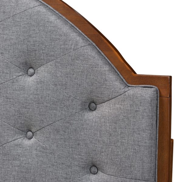 Baxton Studio Madeline Classic and Traditional Grey Fabric and Walnut Brown Finished Wood Queen Size Headboard For Sale - Image 4