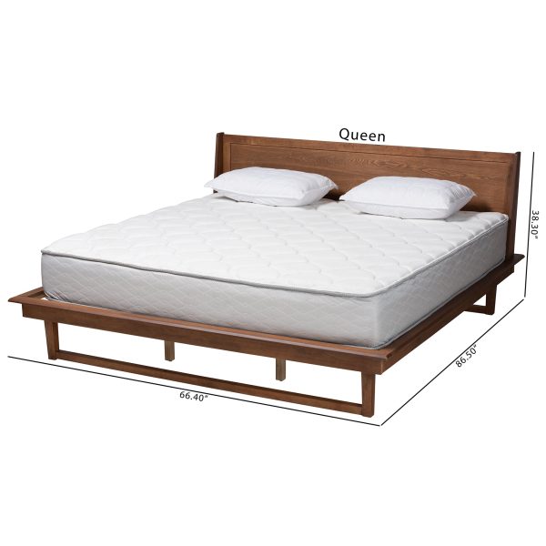 Baxton Studio Macayle Mid-Century Modern Ash Walnut Finished Wood King Size Platform Bed For Sale - Image 3