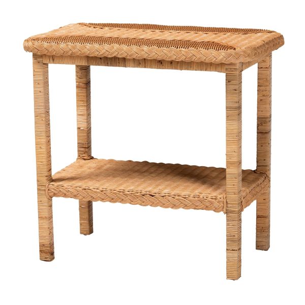 Baxton Studio bali & pari Minahasa Bohemian Light Honey Braided Rattan Side Table Discount - Image 4