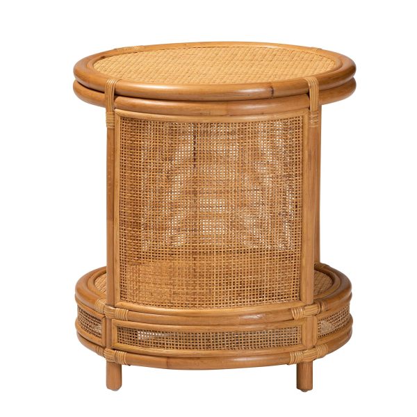 Baxton Studio bali & pari Louis Modern Bohemian Natural Brown Rattan End Table Fashion - Image 4