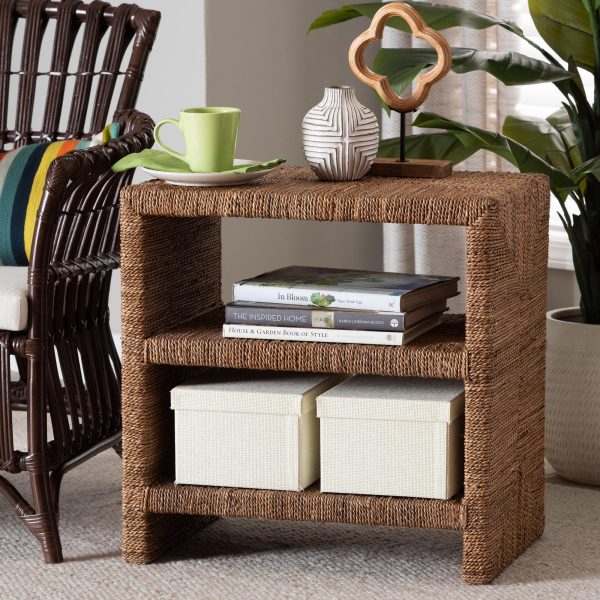 Baxton Studio bali & pari Liza Bohemian Natural Seagrass End Table Online Sale