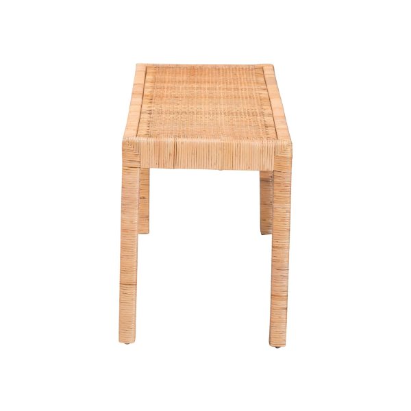 Baxton Studio bali & pari Abelia Modern Bohemian Natural Rattan and Mahogany Wood Long Accent Bench Cheap - Image 4