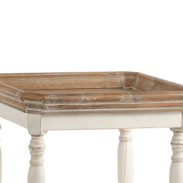 Square Shaped Wooden Side Table With Cross Base, Brown & Gray By Benzara Online Hot Sale - Image 3