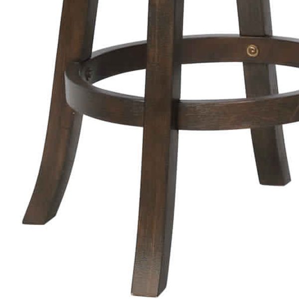 Curved Back Swivel Bar Stool with Leatherette Seat,Set of 2, Gray and Brown By Benzara For Cheap - Image 3