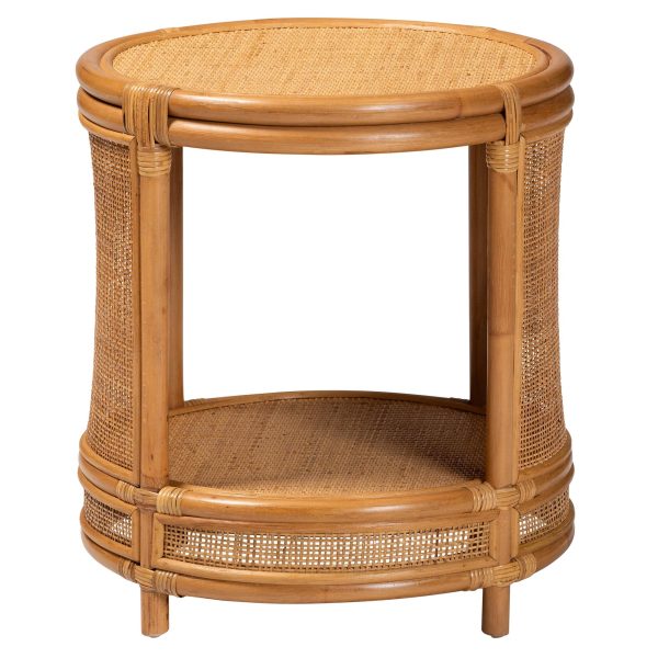Baxton Studio bali & pari Louis Modern Bohemian Natural Brown Rattan End Table Fashion - Image 3