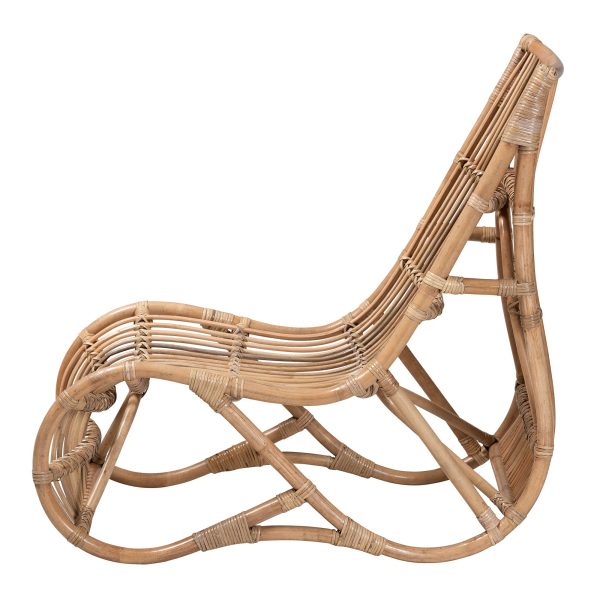 Baxton Studio bali & pari Genera Modern Bohemian Natural Rattan Lounge Chair Fashion - Image 4