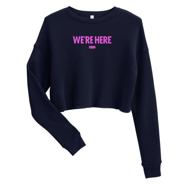 We re Here Logo Women s Fleece Crop Sweatshirt Supply