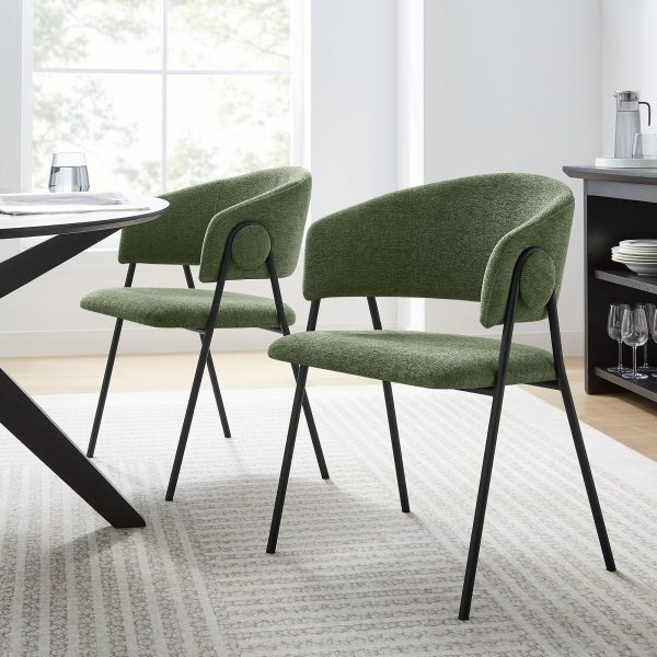 Nella Upholstered Heathered Chenille Dining Chairs Set of 2 by Modway Sale