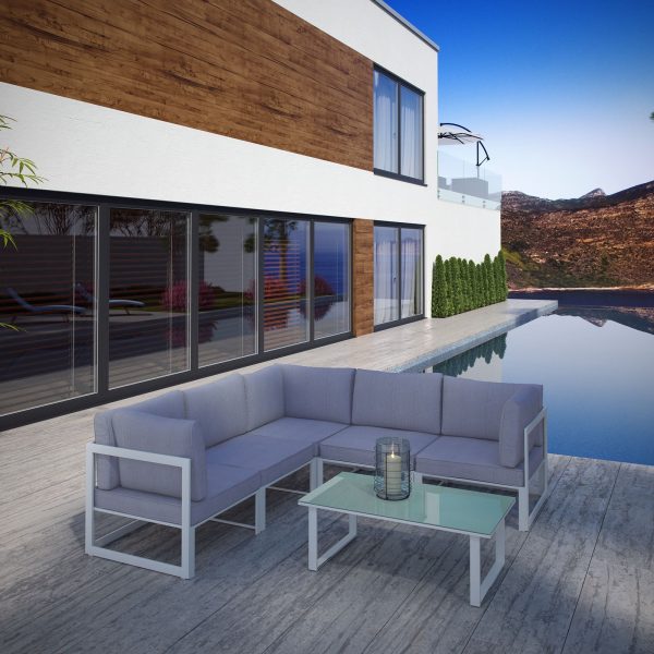 Modway Fortuna 6 Piece Outdoor Patio Sectional Sofa Set Online