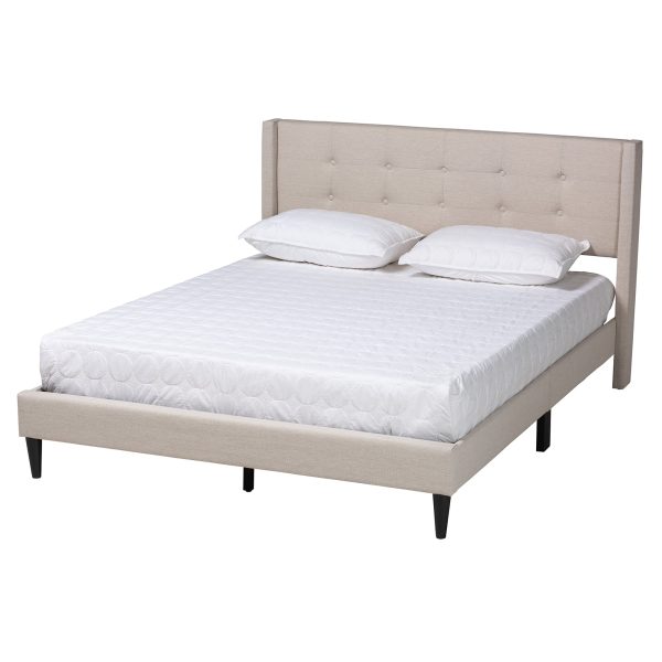 Baxton Studio Casol Mid-Century Modern Transitional Beige Fabric Upholstered Full Size Platform Bed on Sale - Image 2