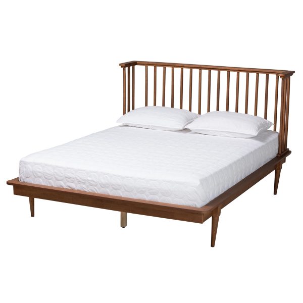 Baxton Studio Flint Mid-Century Modern Ash Walnut Finished Wood King Size Platform Bed Hot on Sale - Image 2